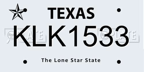 KLK1533 Texas License Plate