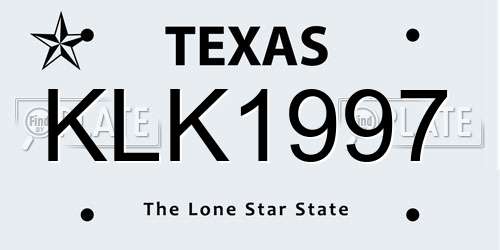 KLK1997 Texas License Plate