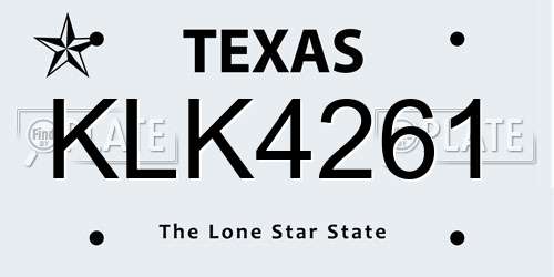 KLK4261 Texas License Plate