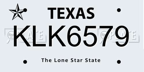 KLK6579 Texas License Plate