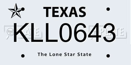 KLL0643 Texas License Plate