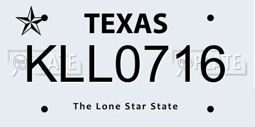 KLL0716 Texas License Plate