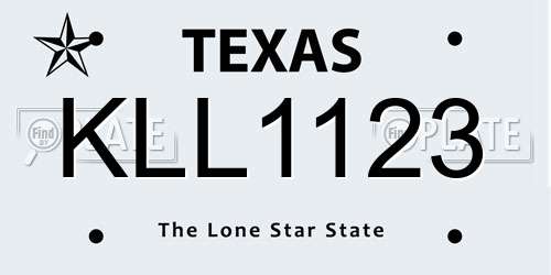 KLL1123 Texas License Plate