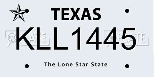 KLL1445 Texas License Plate