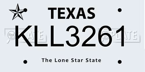 KLL3261 Texas License Plate
