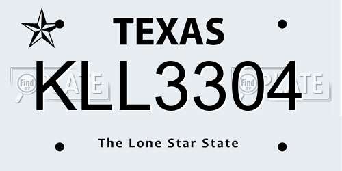 KLL3304 Texas License Plate