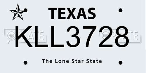 KLL3728 Texas License Plate