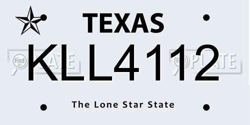 KLL4112 Texas License Plate