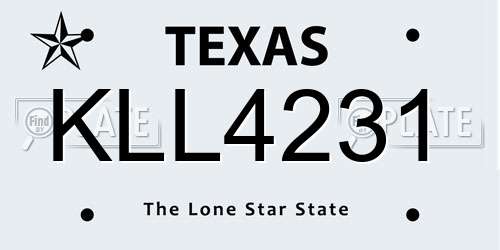 KLL4231 Texas License Plate