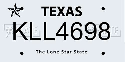 KLL4698 Texas License Plate