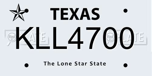 KLL4700 Texas License Plate