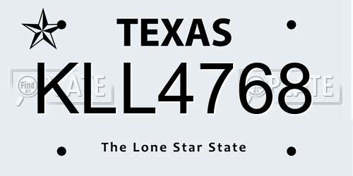 KLL4768 Texas License Plate