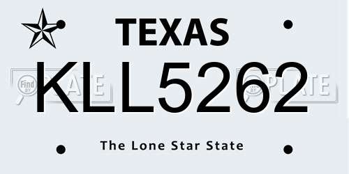 KLL5262 Texas License Plate