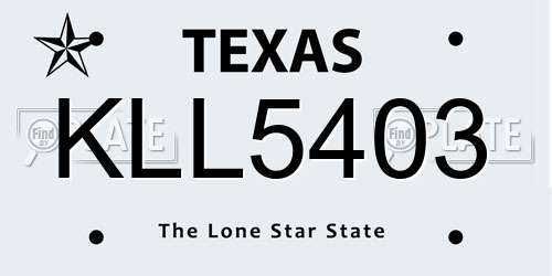 KLL5403 Texas License Plate