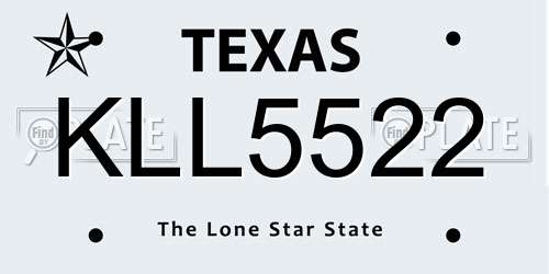 KLL5522 Texas License Plate
