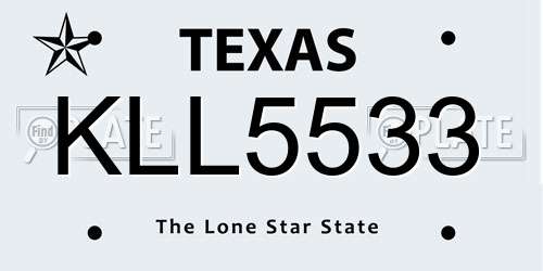 KLL5533 Texas License Plate