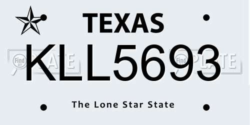 KLL5693 Texas License Plate