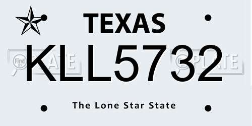 KLL5732 Texas License Plate