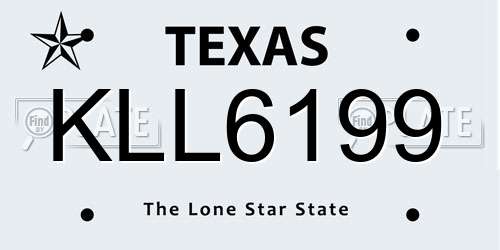KLL6199 Texas License Plate