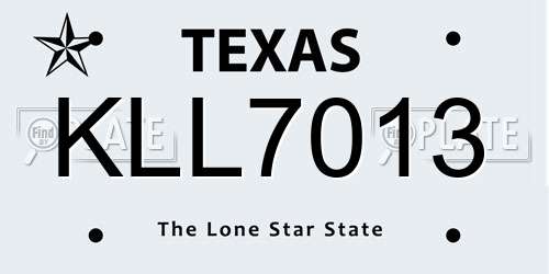 KLL7013 Texas License Plate
