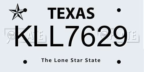 KLL7629 Texas License Plate