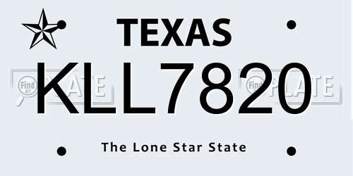 KLL7820 Texas License Plate