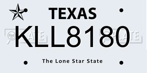 KLL8180 Texas License Plate