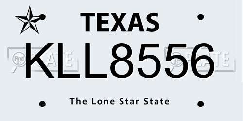 KLL8556 Texas License Plate