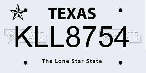 KLL8754 Texas License Plate