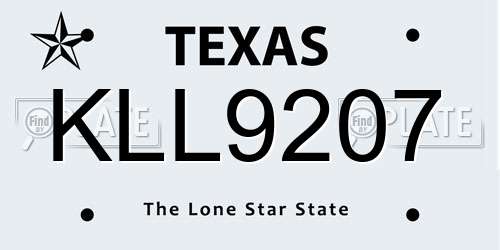 KLL9207 Texas License Plate