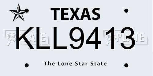 KLL9413 Texas License Plate