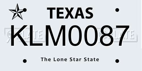 KLM0087 Texas License Plate