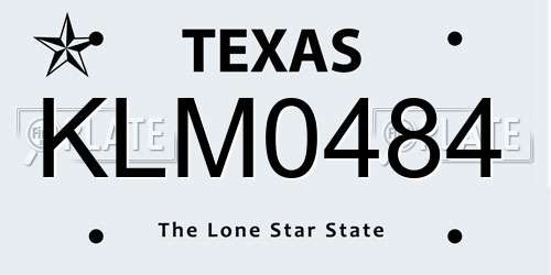 KLM0484 Texas License Plate