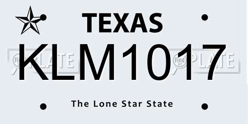 KLM1017 Texas License Plate