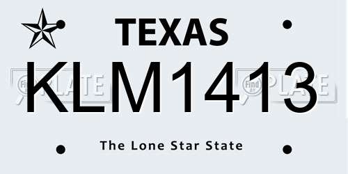 KLM1413 Texas License Plate