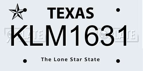 KLM1631 Texas License Plate