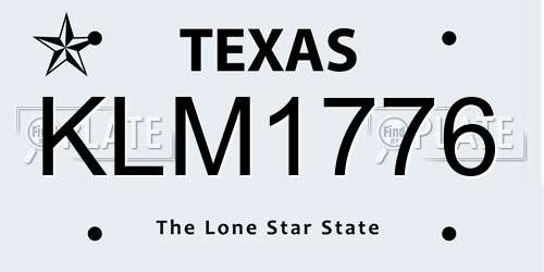 KLM1776 Texas License Plate