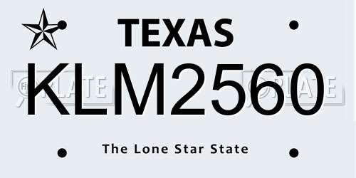 KLM2560 Texas License Plate