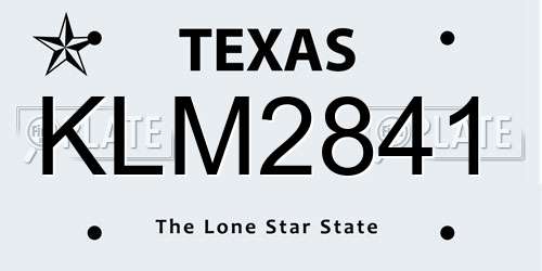 KLM2841 Texas License Plate
