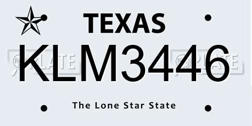 KLM3446 Texas License Plate