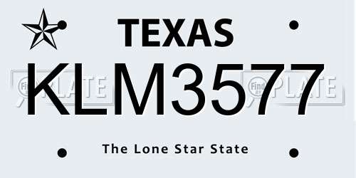 KLM3577 Texas License Plate