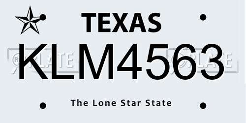 KLM4563 Texas License Plate