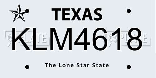 KLM4618 Texas License Plate