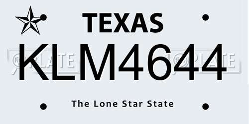 KLM4644 Texas License Plate