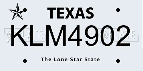 KLM4902 Texas License Plate