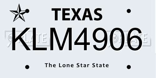 KLM4906 Texas License Plate