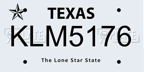 KLM5176 Texas License Plate