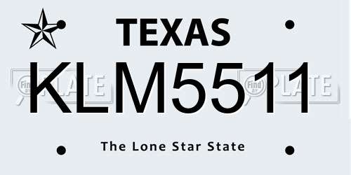 KLM5511 Texas License Plate