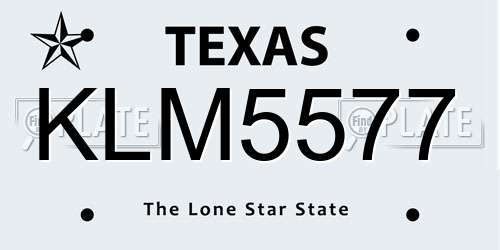 KLM5577 Texas License Plate