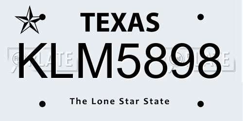 KLM5898 Texas License Plate